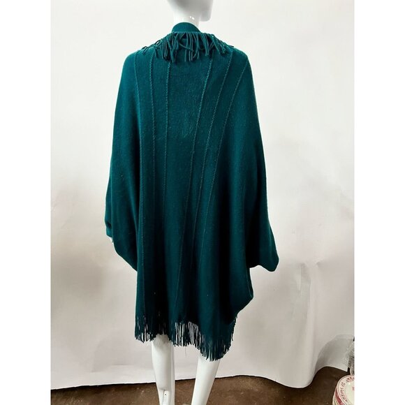 Layers By Lizden Womens Duster Sweater Shawl Blue Long Sleeve Fringe Plus OS - Picture 9 of 12